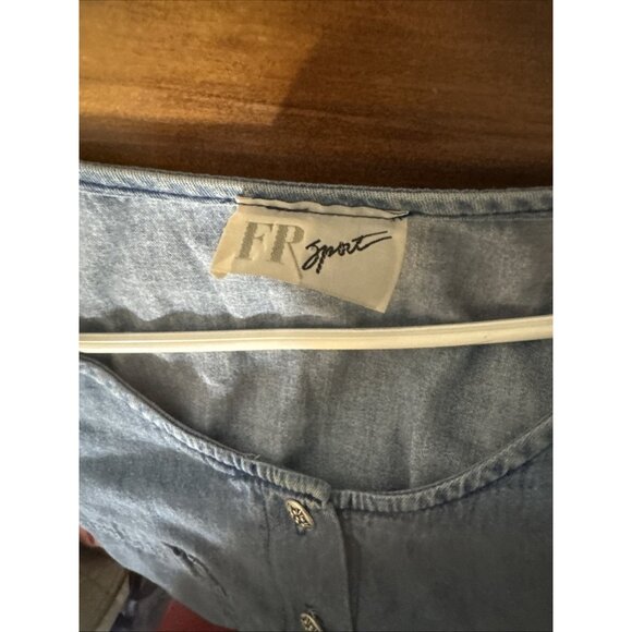 Vintage FR Sport Denim and Floral Midi Dress Size Medium (missing button) - Picture 6 of 7
